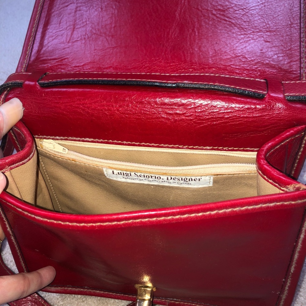 One of a kind, hand made, red leather hand bag. - Picture 7 of 10